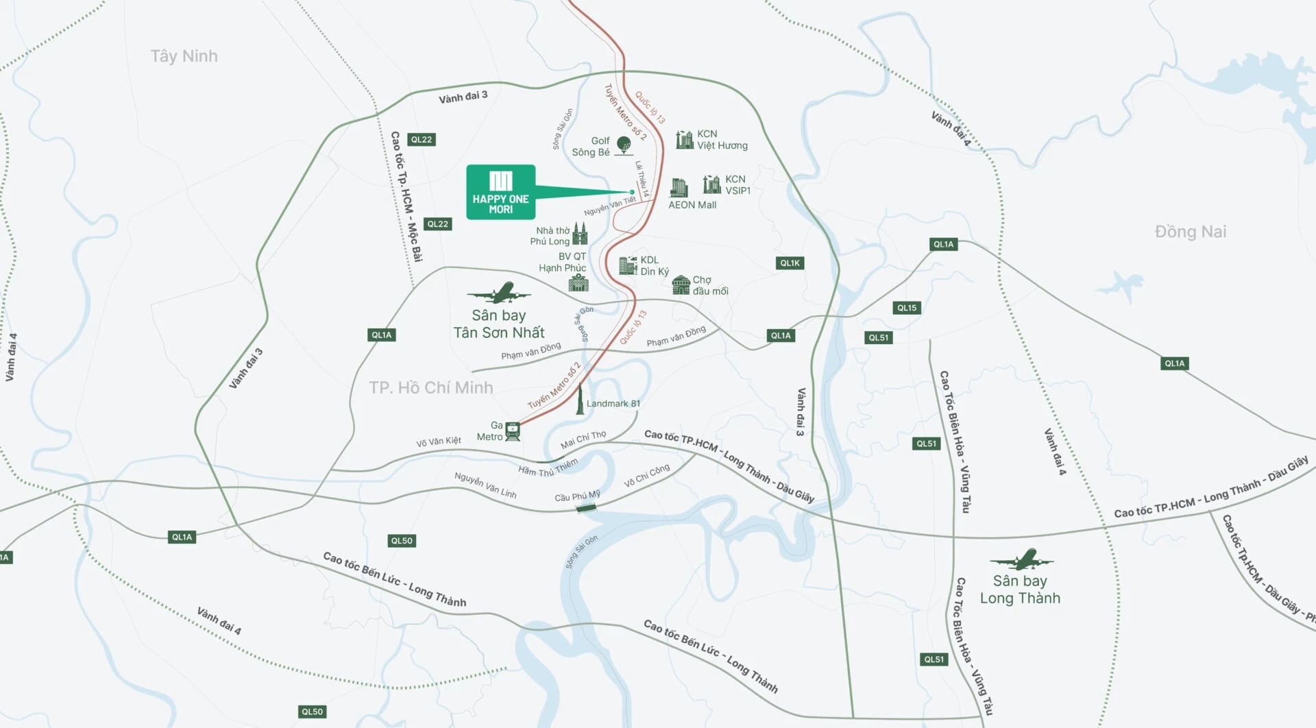 Vị trí chiến lược Happy One Mori