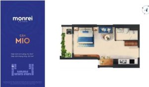 Căn MIO tại Monrei Saigon sở hữu diện tích tim tường 34,76m² với thiết kế studio hiện đại