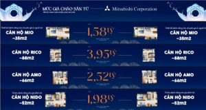 Monrei Saigon công bố mức giá khởi điểm hấp dẫn cho các dòng căn hộ MIO, NIDO, AMO và RICO với diện tích đa dạng.