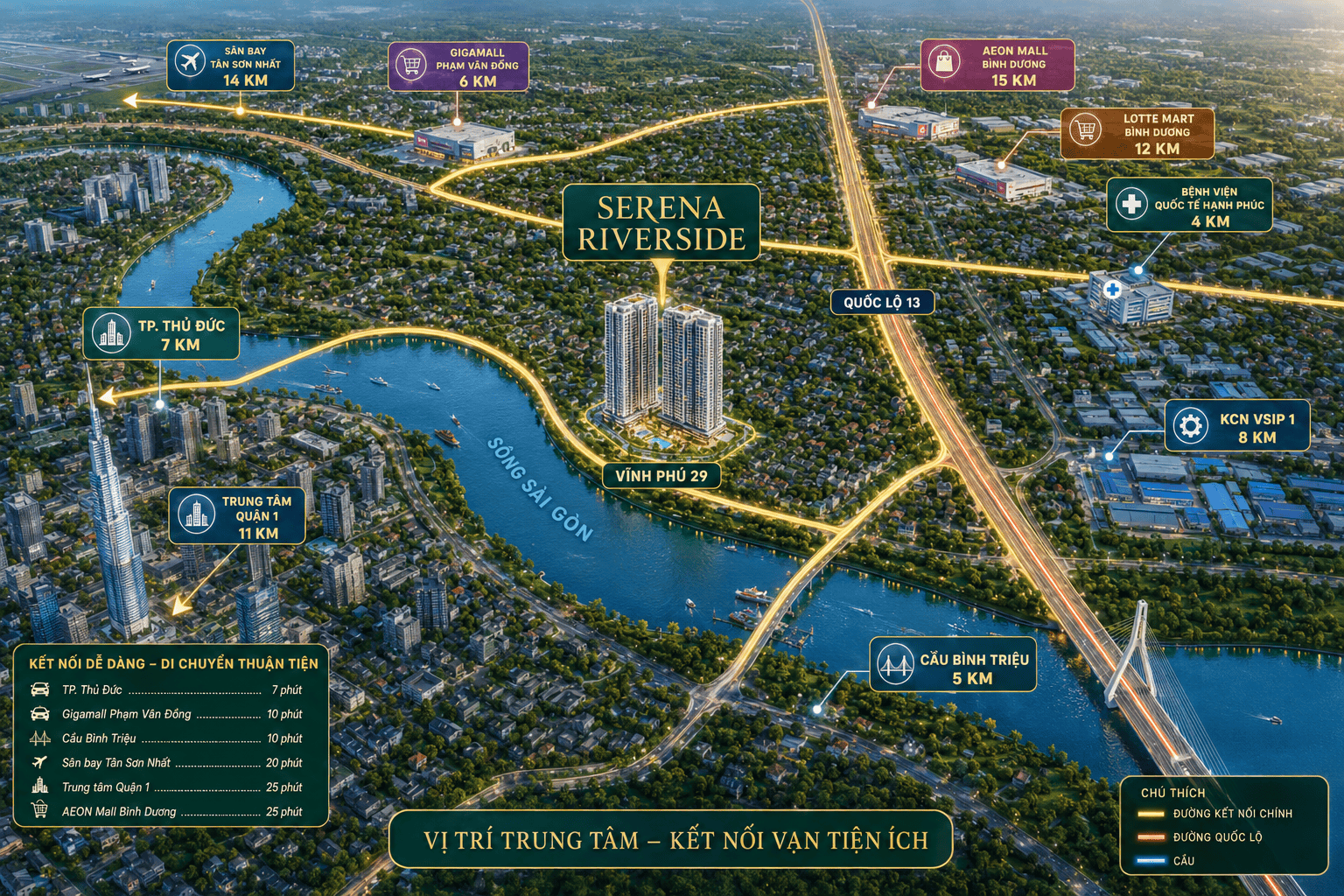 SERENA RIVERSIDE – Kết nối giao thông nhanh chóng đến các khu vực trọng điểm
