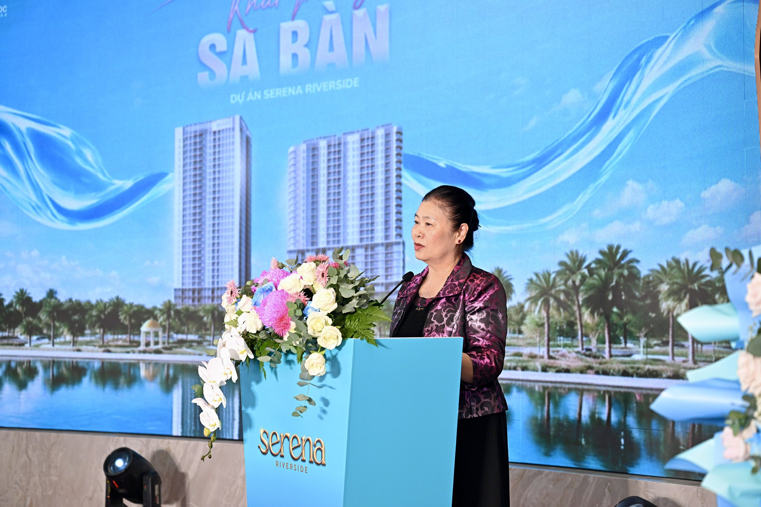 Đại diện Chủ đầu tư Đạt Phước phát biểu tại buổi khai trương sa bàn dự án Serena Riverside