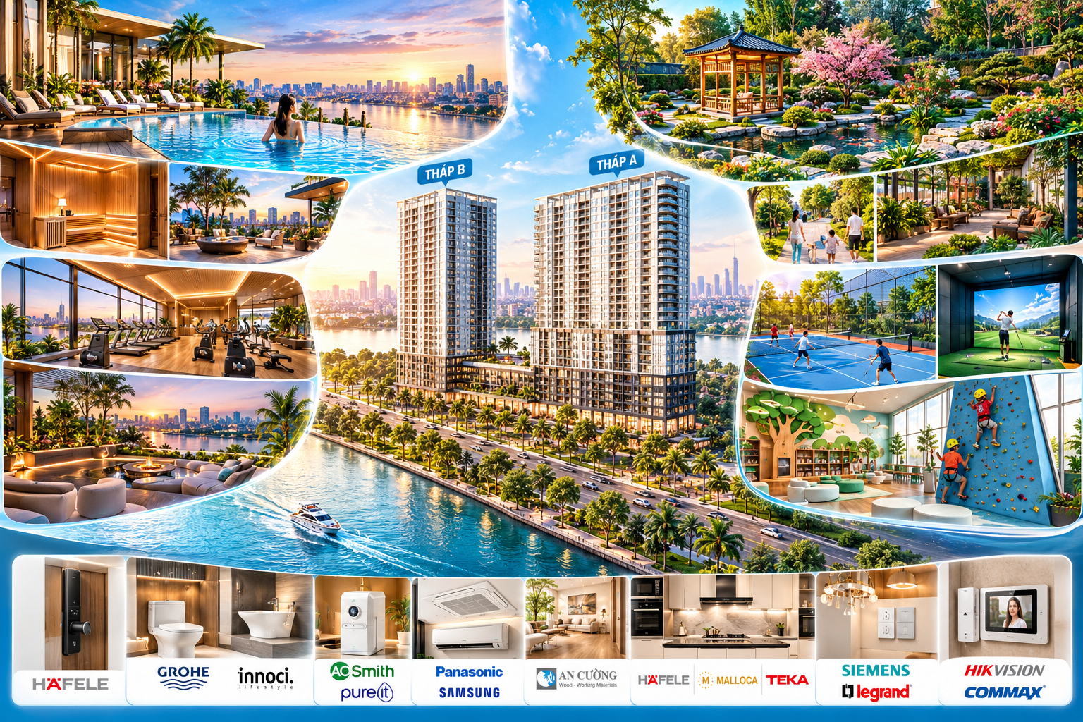 Serena Riverside nổi bật với hệ tiện ích nội khu đa dạng, không gian sống ven sông và danh mục thiết bị bàn giao đến từ các thương hiệu nổi tiếng