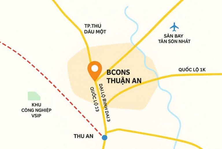 Vị trí dự án Bcons New Sky