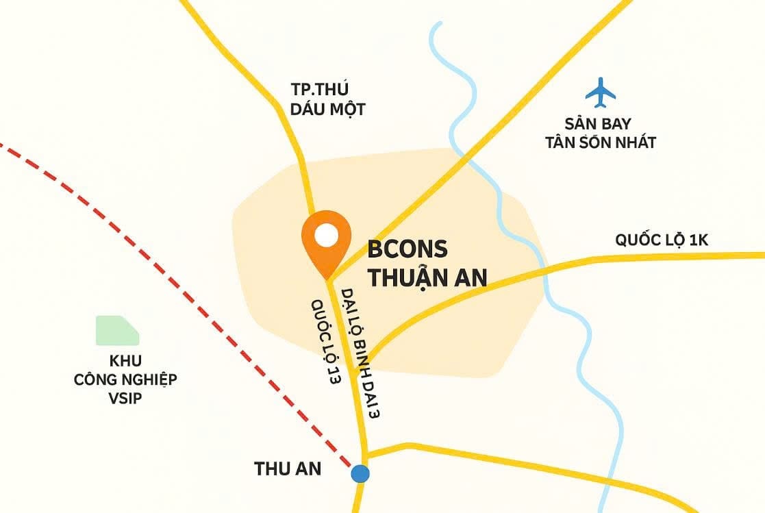 Vị trí dự án Bcons New Sky