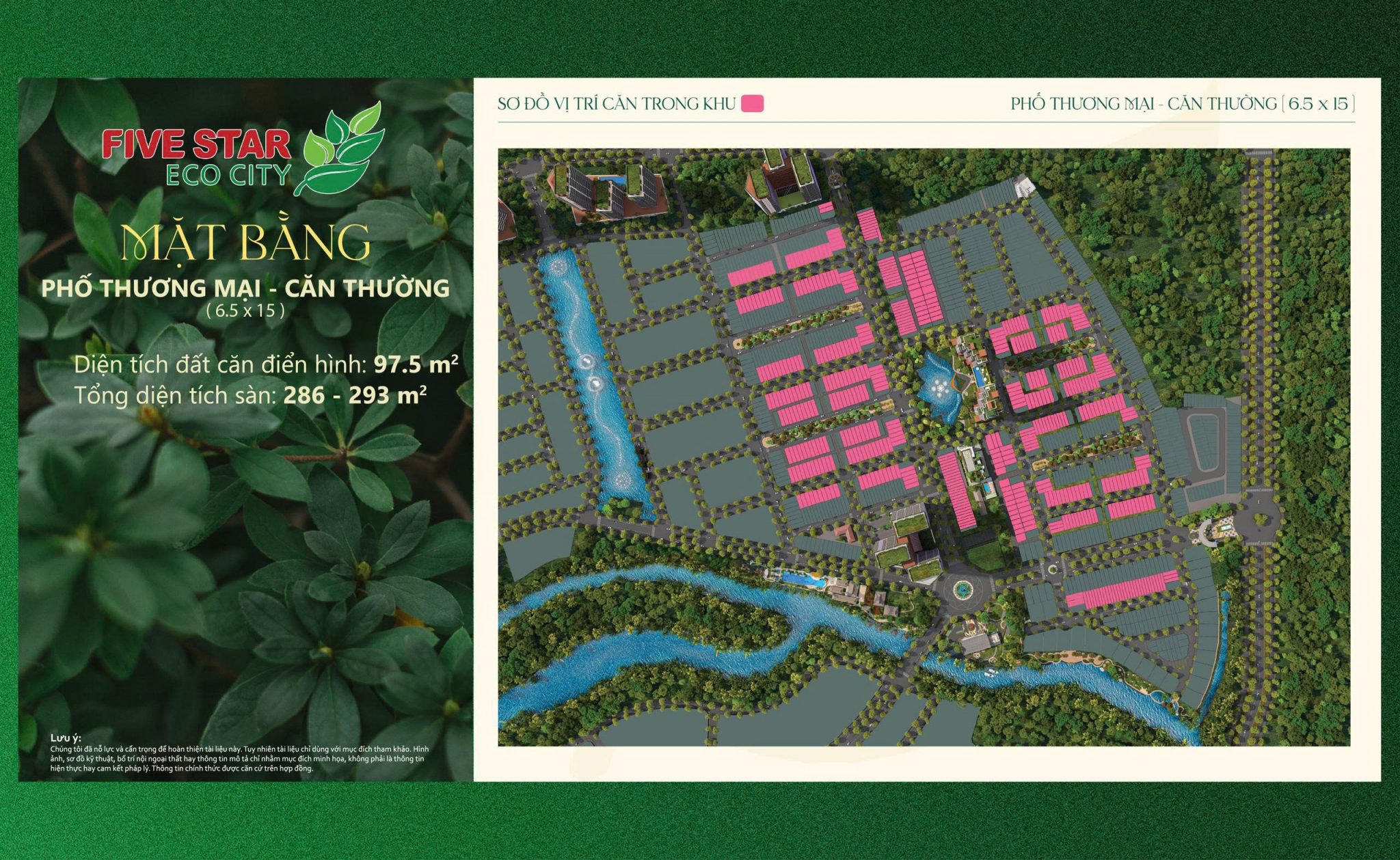 Mặt bằng vị trí Nhà phố Thương mại - căn thường  của Five Star Eco City