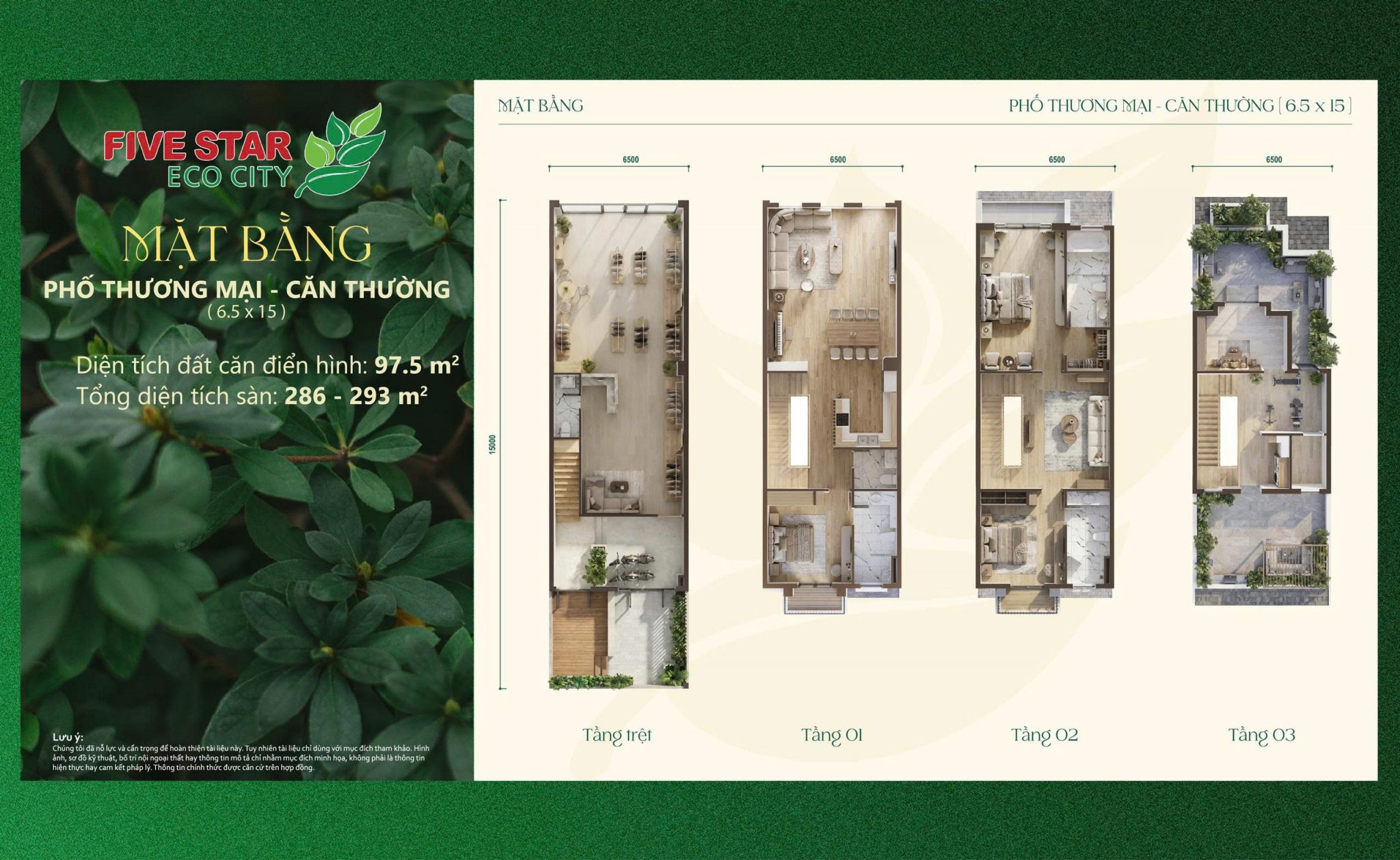 Mặt bằng bài trí bên trong Nhà phố Thương mại   của Five Star Eco City