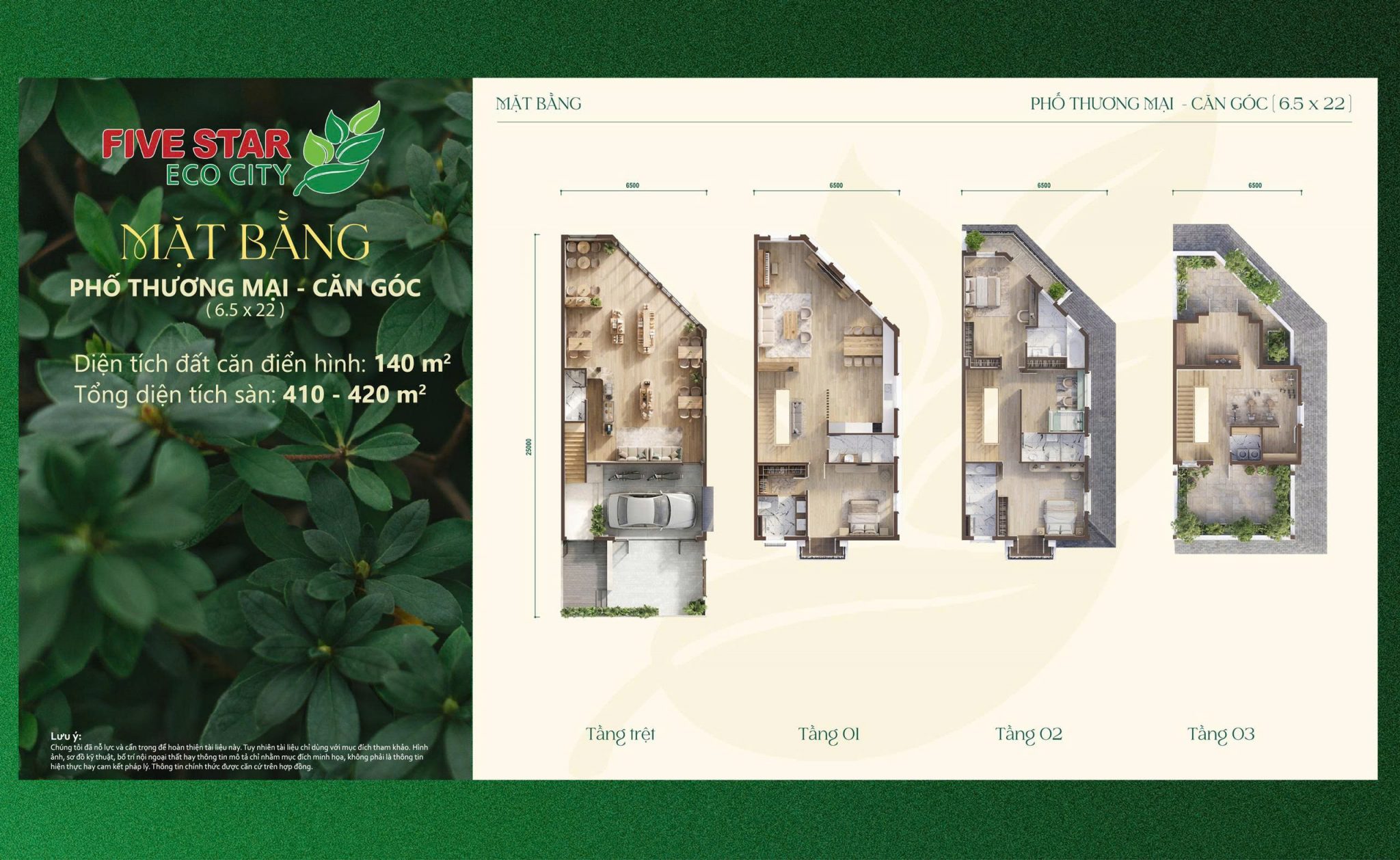 Mặt bằng bài trí bên trong Nhà phố của Five Star Eco City
