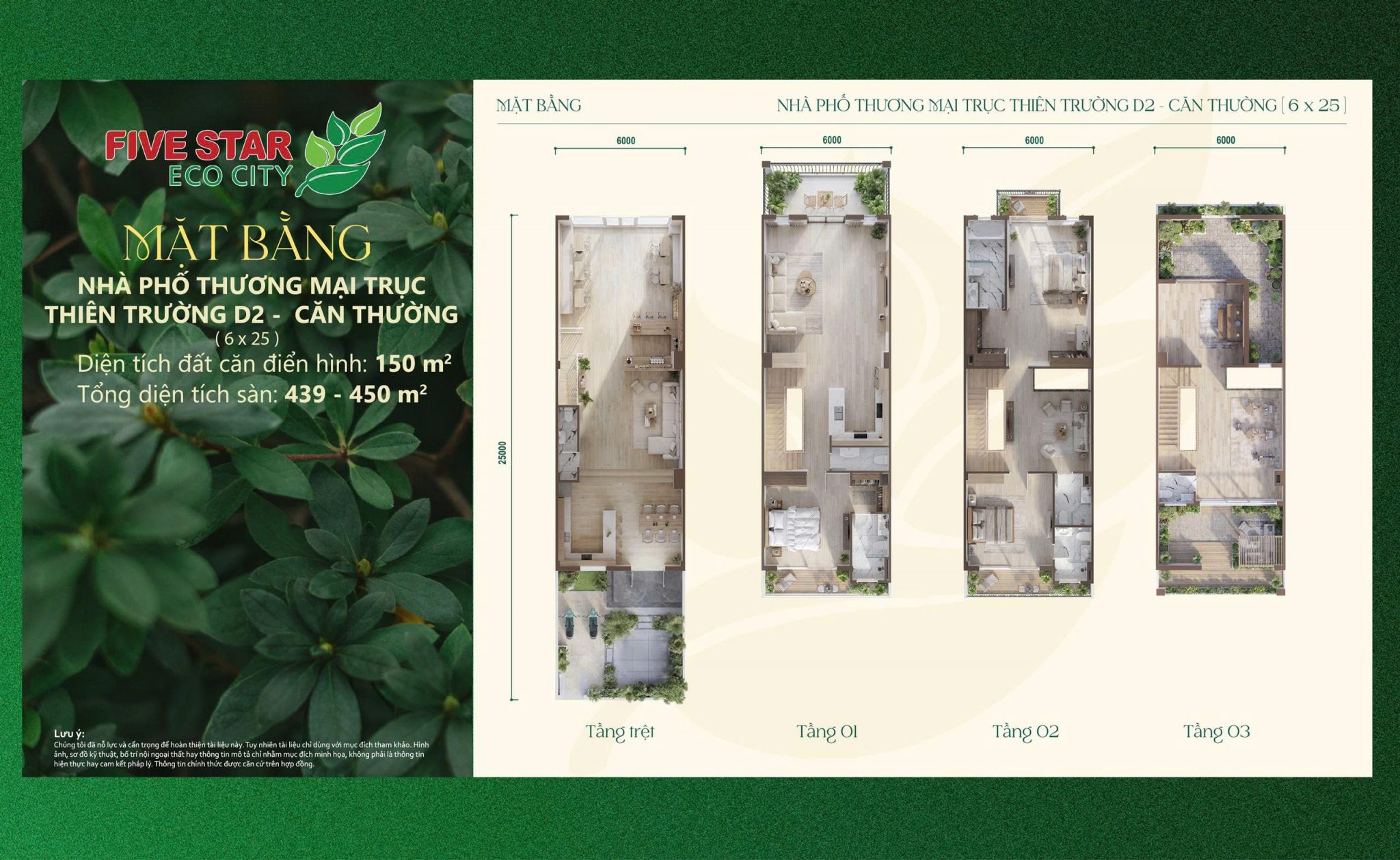 Mặt bằng bày trí Nhà phố Thương mại Trục D2 của Five Star Eco City