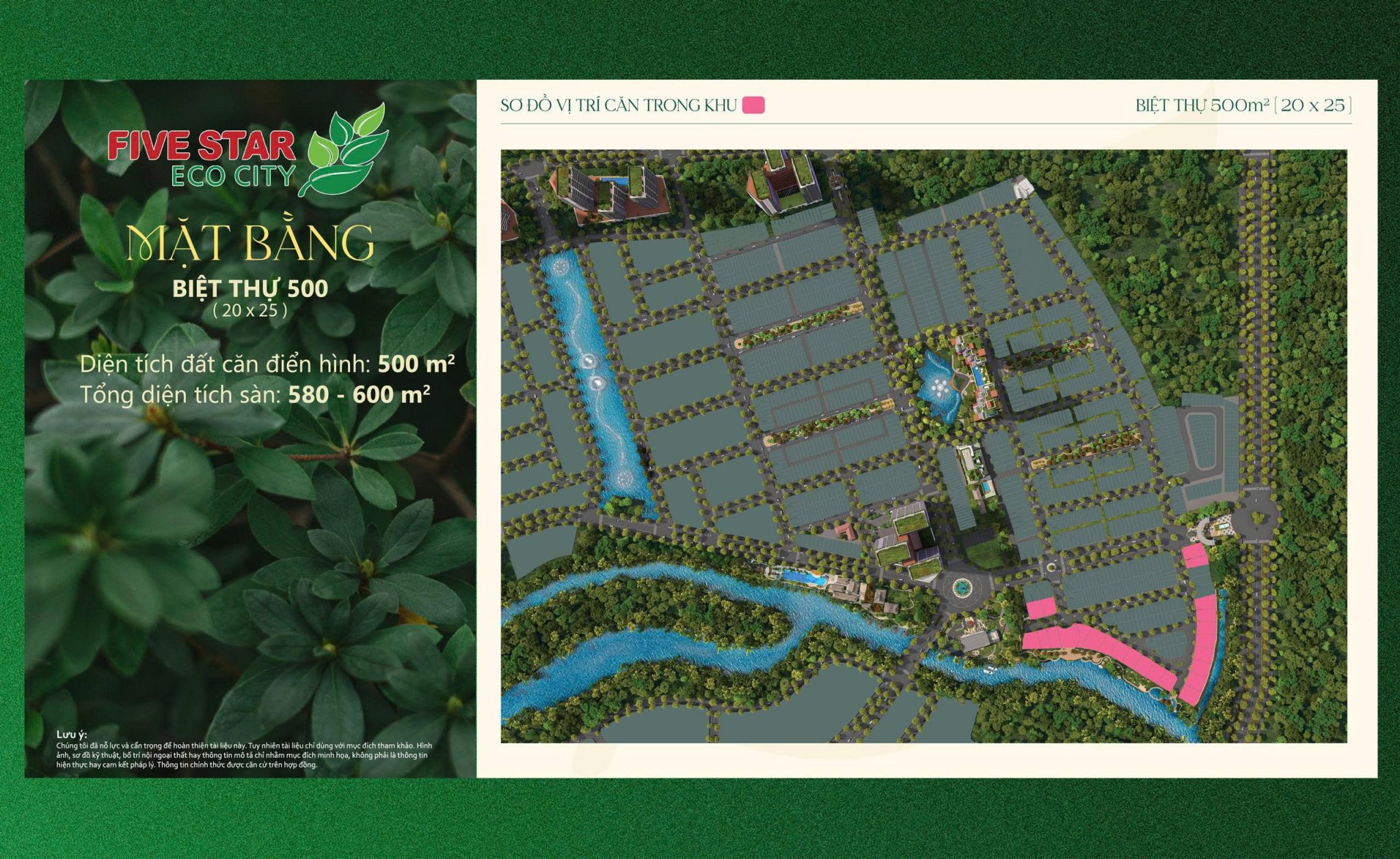 Mặt bằng vị trí Biệt thự 300m2 của Five Star Eco City