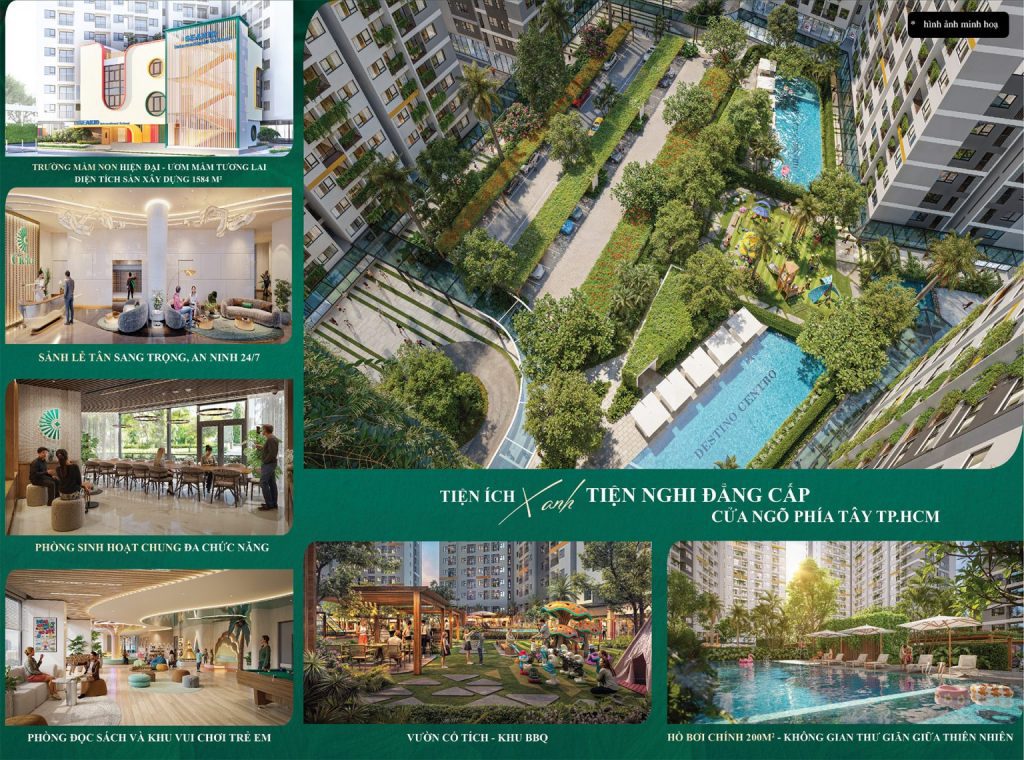 Hệ thống tiện ích nội khu xanh và đẳng cấp tại dự án căn hộ Destino Centro