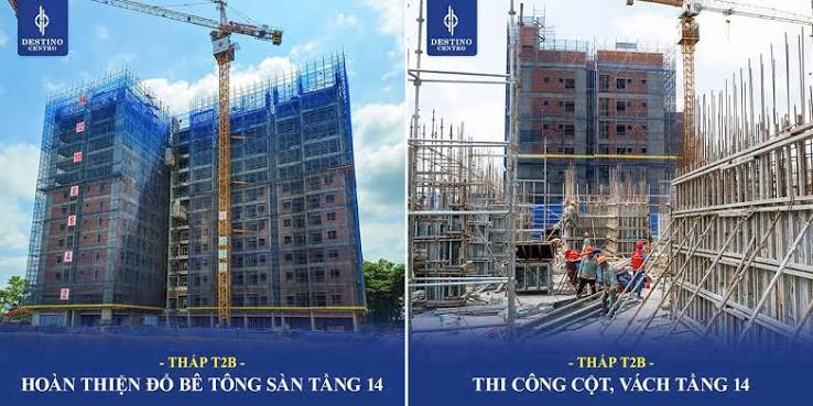 Tiến độ thi công thực tế tháp T2B tầng 14 dự án căn hộ Destino Centro
