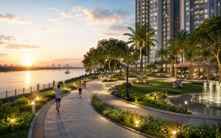 Phối cảnh tiện ích công viên ven sông nội khu dự án Serena Riverside